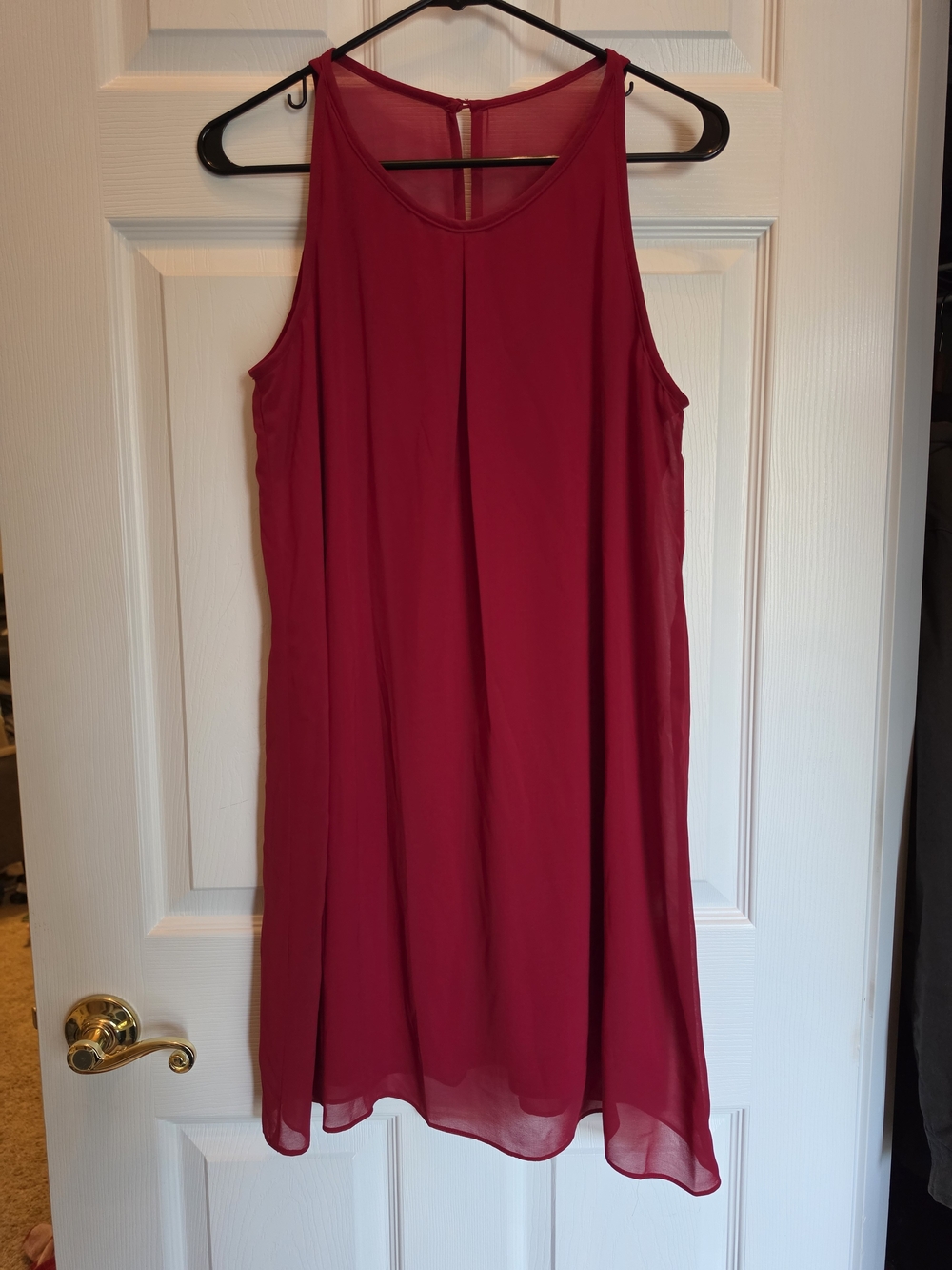 By & By Red Sleeveless Mini Shift Dress Sheer Overlay Lined M